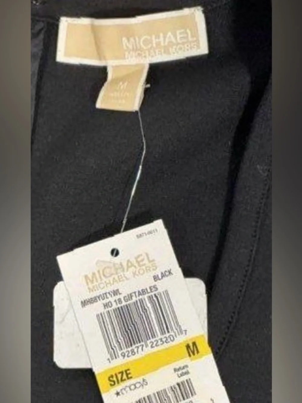 🛑 1 hour sale. NWT. Michael Kors, Medium, Black Sleeveless MK Logo-Trim Dress - Picture 3 of 3